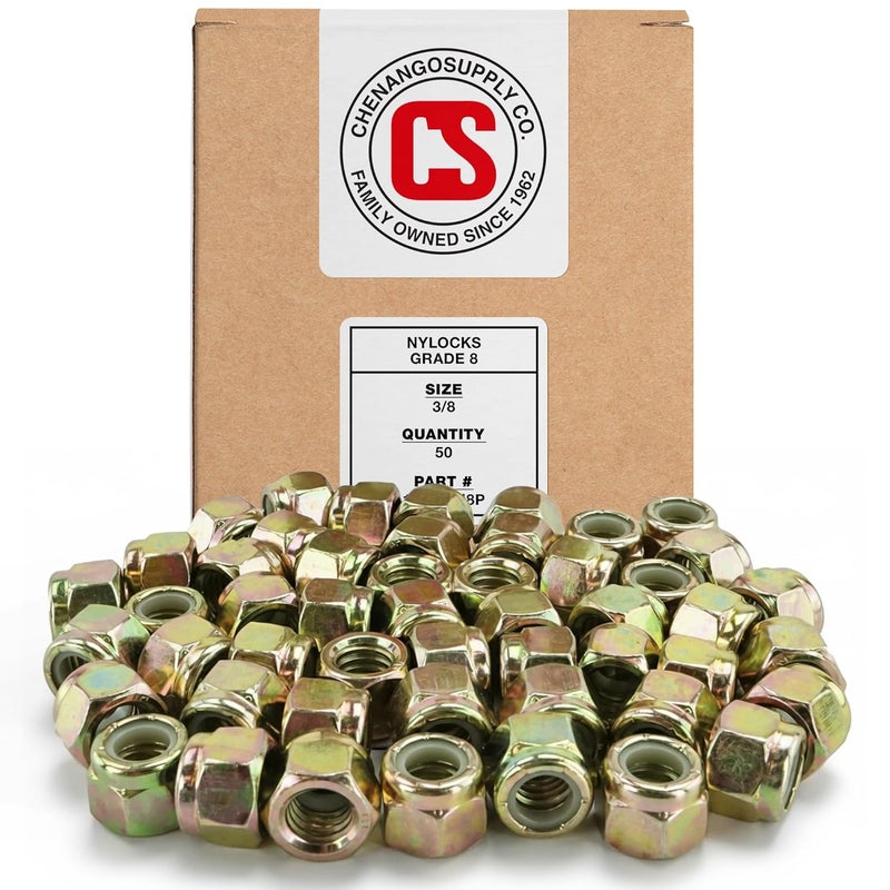 Chenango Supply 3/8-16 USS Nylon Insert Lock Nuts, Grade 8, Qty 50 Pieces (Nylock) (3/8-16 Nylock) - Image 1