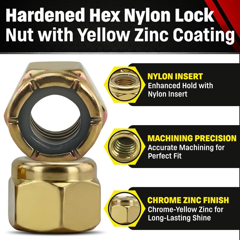 Chenango Supply 3/8-16 USS Nylon Insert Lock Nuts, Grade 8, Qty 50 Pieces (Nylock) (3/8-16 Nylock) - Image 2