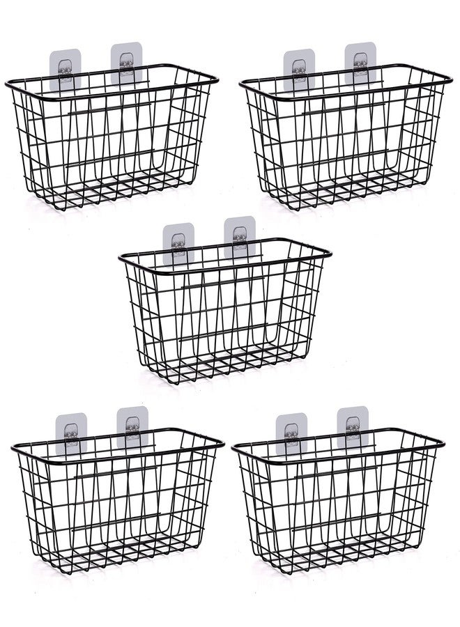 XINFULL 5 Pack Wire Storage Baskets Household Metal Wall-Mounted Containers Organizer Bins for Kitchen Bathroom Freezer Pantry Closet Laundry Room Cabinets Garage Shelf, Medium - Image 1