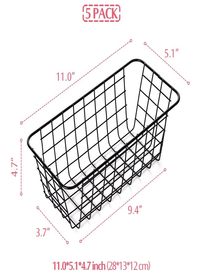 XINFULL 5 Pack Wire Storage Baskets Household Metal Wall-Mounted Containers Organizer Bins for Kitchen Bathroom Freezer Pantry Closet Laundry Room Cabinets Garage Shelf, Medium - Image 2