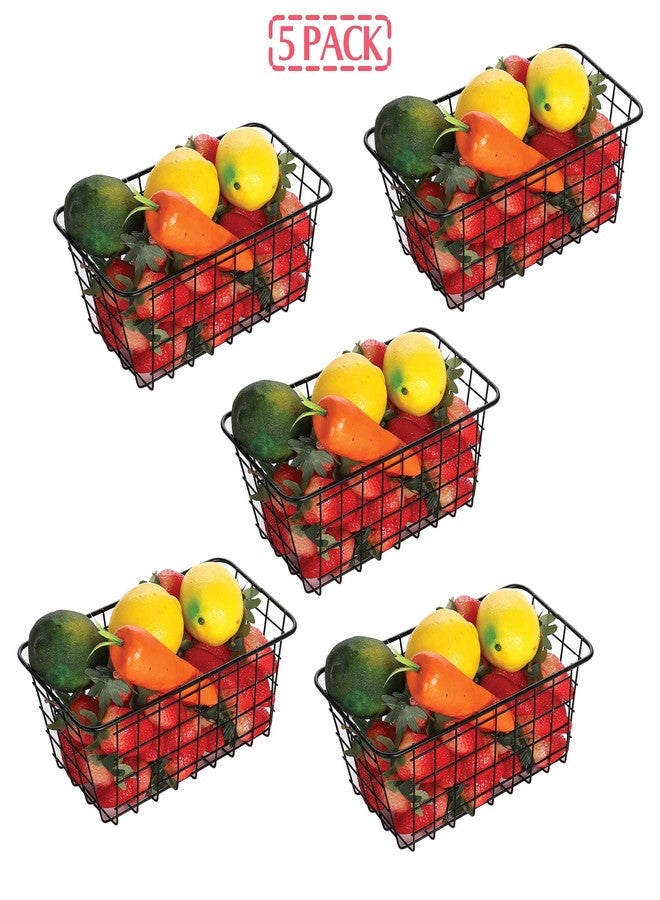 XINFULL 5 Pack Wire Storage Baskets Household Metal Wall-Mounted Containers Organizer Bins for Kitchen Bathroom Freezer Pantry Closet Laundry Room Cabinets Garage Shelf, Medium - Image 3