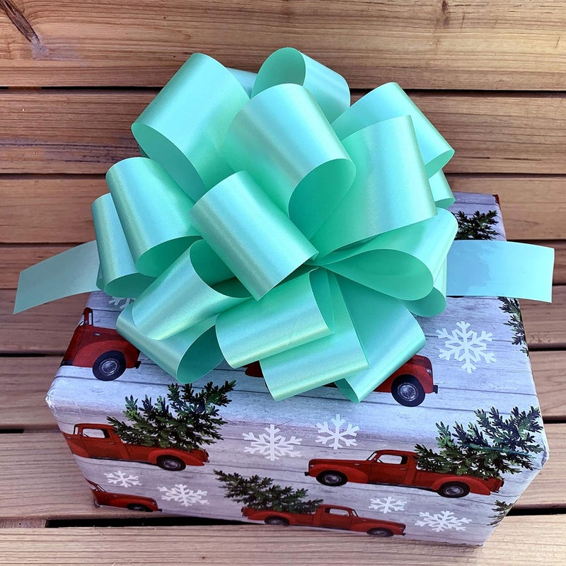 Gift Wrap Etc. Large Mint Green Ribbon Pull Bows - 9" Wide, Set of 6, Christmas, Gift Basket, Presents, Birthday, Decoration, Fundraiser, Classroom, St. Patrick's Day, Easter - Image 4