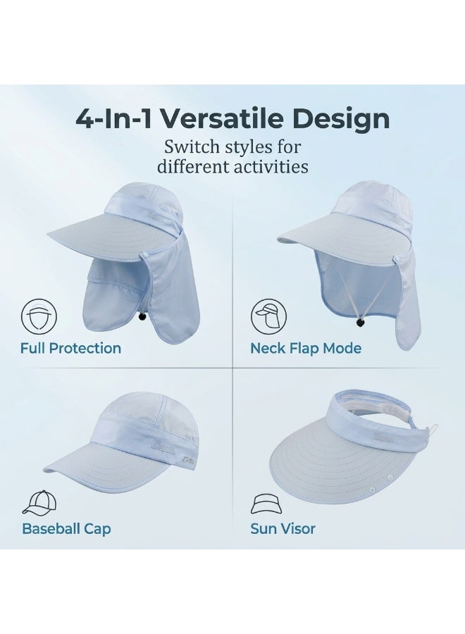 HANNEA® Corduroy Unisex Summer Hats with Detachable Flaps, Sun Hats for Women, Sun Protection Cap for Women, for Gardening, Beach - Image 2