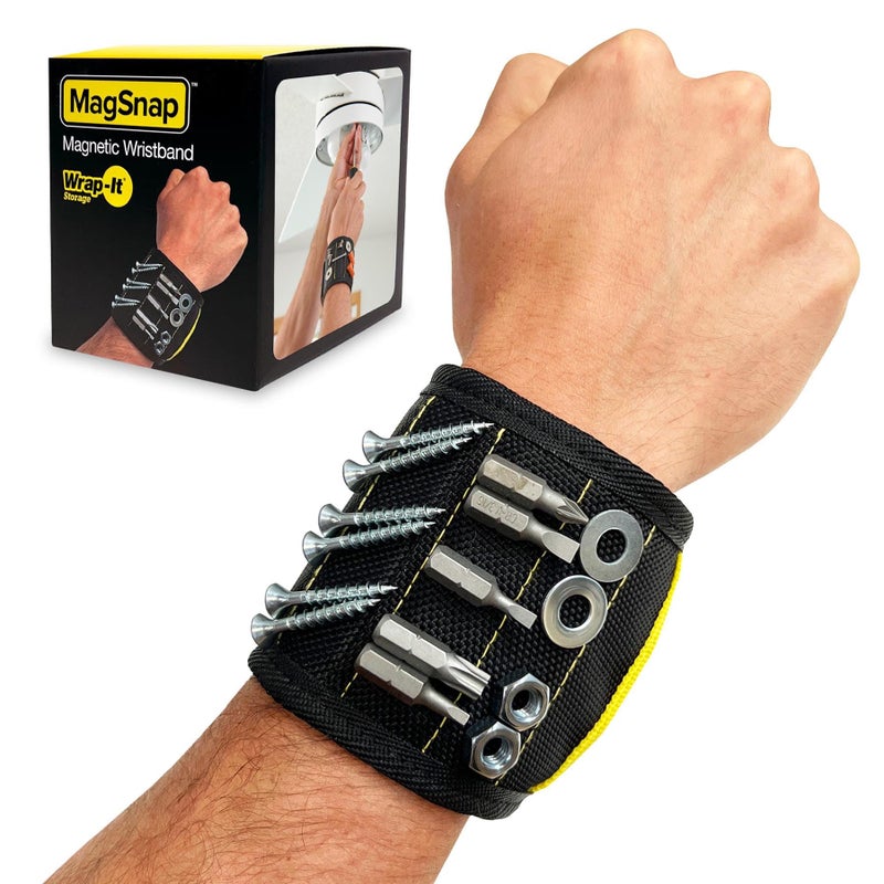 Wrap-It Storage MagSnap Magnetic Wristband by Wrap-It Storage - Black - Great Father Gift Wrist Magnet Tool Belt and Screw Holder - Image 1