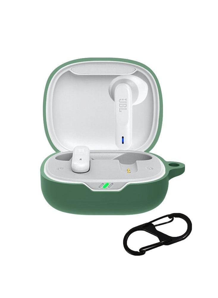 Generic - Silicone Case for JBL WAVE FLEX Case Solid Color Protection Earphone Cover with Hook Charging Box Case (Green) - Image 1