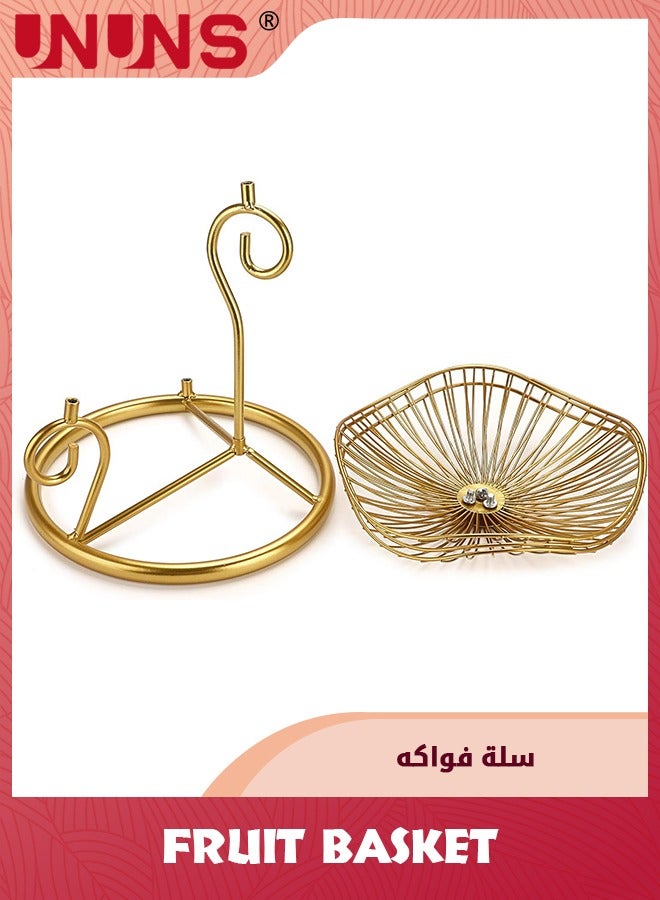 UNUNS 3-Tier Fruit Basket,Metal Wire Fruit Holder,Decorative Iron Fruit Bowl,Storage Trays Table Countertop Holder For Vegetables Bread Snack,Modern Fruit Bowls For Kitchen Home Use,Golden - Image 5