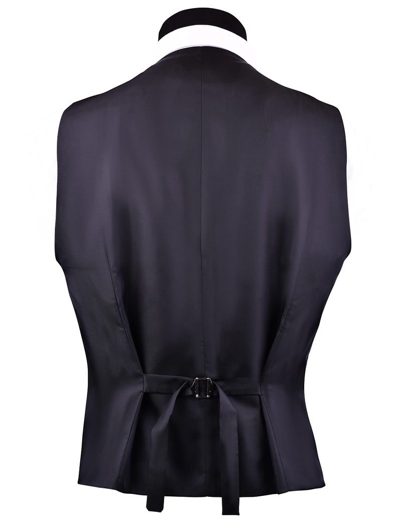 GUSLESON Men's Suit Vest Business Formal Dress Waistcoat Vest with 2 Pockets for Suit or Tuxedo (Black,L) - Image 3