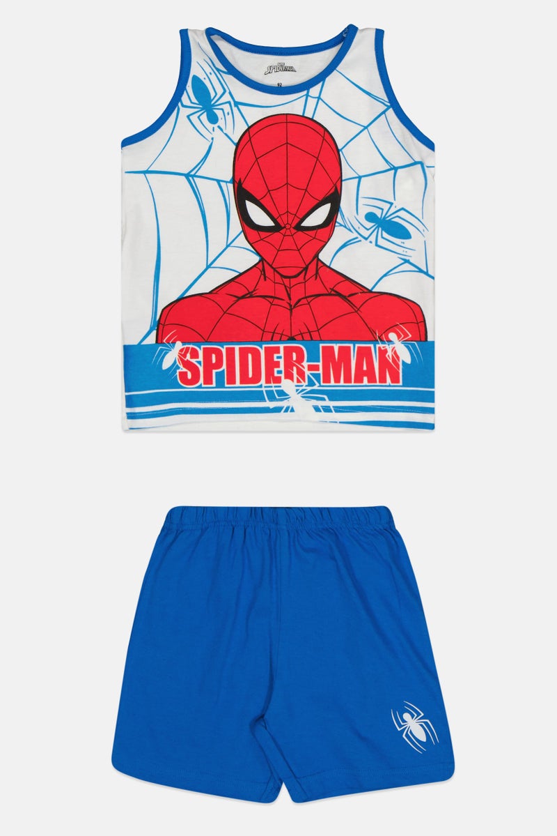 MARVEL Toddlers Boy 2 Pcs Spiderman Sleeveless Top And Shorts Pajama Set, Multicolor - Image 1