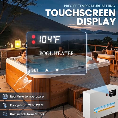 Mxmoonant Pool Heater 11KW 220V, Electric Swimming Pool Heaters Hot Tub Water Thermostat with Touchscreeen for Above Ground Inground Pool, Spa, Bathtub, - Image 2