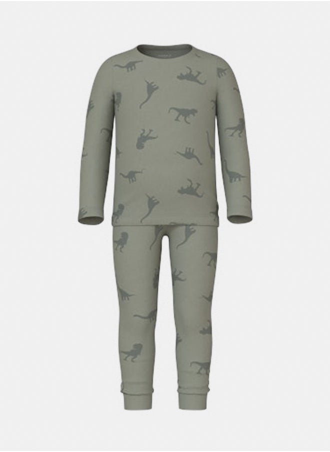 NAME IT name it Boys Nightset Agave Green Dino Pyjamas  - Image 1
