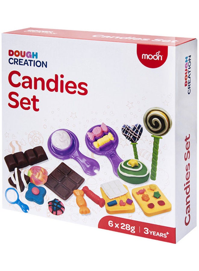 Moon Dough Creation Candies Set – Educational Playdough for Kids with Cutters Tools – NonToxic Modeling Clay for 3+ Years – DIY Clay Toys and Accessories for Birthday Party – 6 x 28g - Image 1