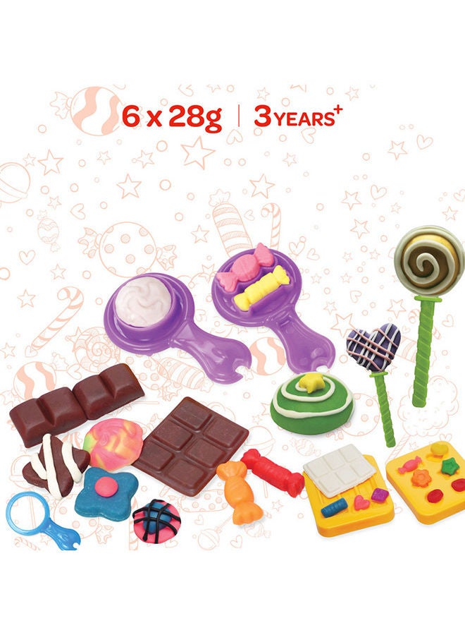 Moon Dough Creation Candies Set – Educational Playdough for Kids with Cutters Tools – NonToxic Modeling Clay for 3+ Years – DIY Clay Toys and Accessories for Birthday Party – 6 x 28g - Image 3