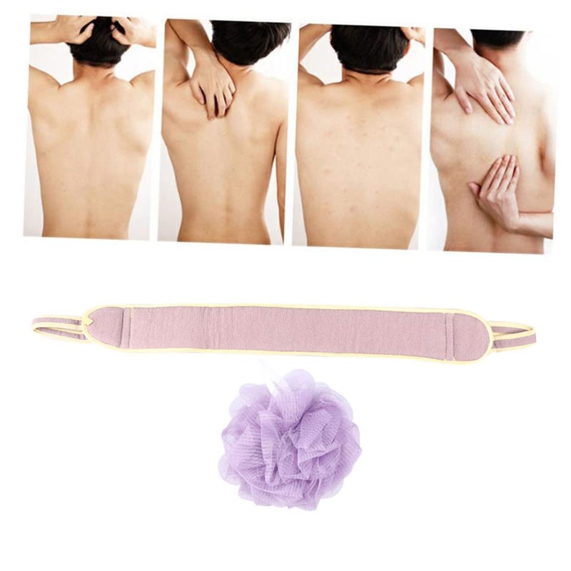 Long Strap Back Scrub Bath Towel 2 Pack Deep Cleaning Exfoliating Washcloth for Shower - Image 4