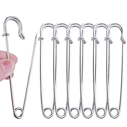 BESTCYC 10pcs 10.1cm x 22mm Silvery Extra Large Heavy Duty Safety Pins-Stainless Steel Safety Pins for Blankets, Skirts, Kilts, Knitted Fabric,Crafts - Image 2