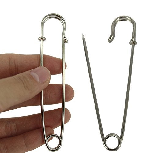 BESTCYC 10pcs 10.1cm x 22mm Silvery Extra Large Heavy Duty Safety Pins-Stainless Steel Safety Pins for Blankets, Skirts, Kilts, Knitted Fabric,Crafts - Image 1
