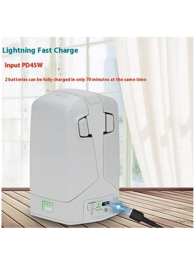DJI FLIP Battery Charger Storage Discharge Modes PD Fast Charging For 2 Batteries - Image 3