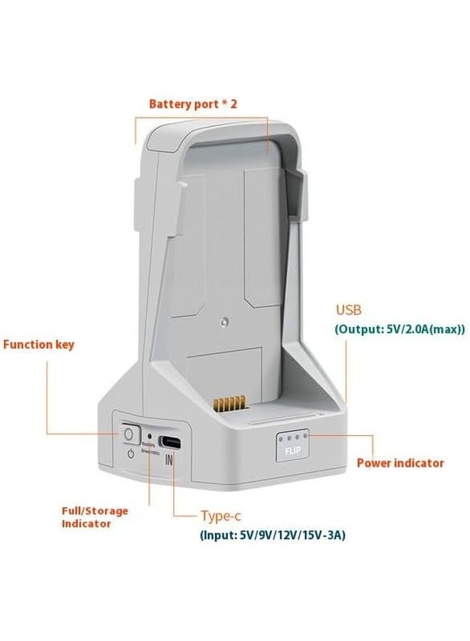 DJI FLIP Battery Charger Storage Discharge Modes PD Fast Charging For 2 Batteries - Image 5