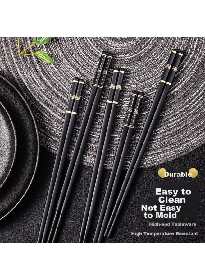 Zigman Tzgman 10 Pairs Of Household Alloy Chopsticks, Household Anti-slip High Temperature Resistant Chopsticks Set - Image 1