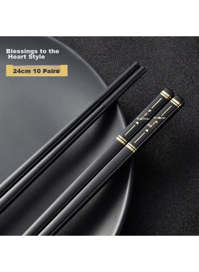 Zigman Tzgman 10 Pairs Of Household Alloy Chopsticks, Household Anti-slip High Temperature Resistant Chopsticks Set - Image 5