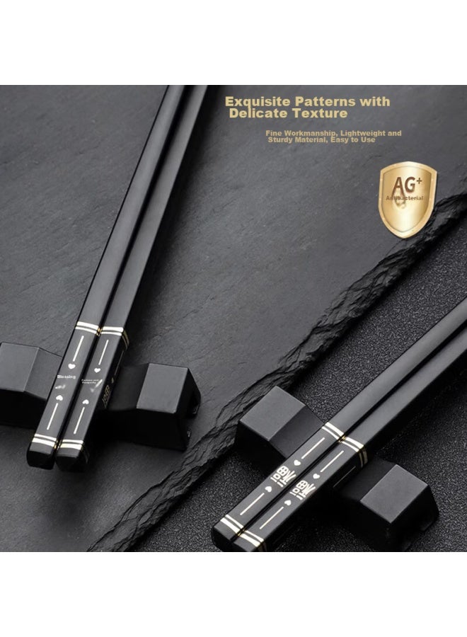 Zigman Tzgman 10 Pairs Of Household Alloy Chopsticks, Household Anti-slip High Temperature Resistant Chopsticks Set - Image 3