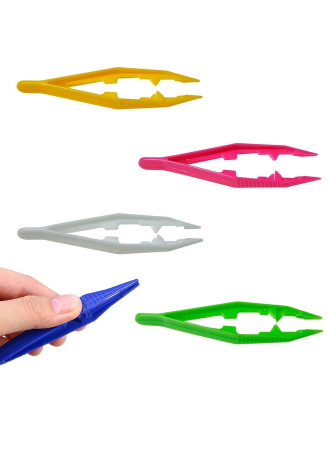 BEADNOVA Bead Tweezers Plastic Forceps Craft Tweezer For Diy Craft Jewelry Making Family School Beading Project (Assorted Colors 5 Pcs) - Image 1