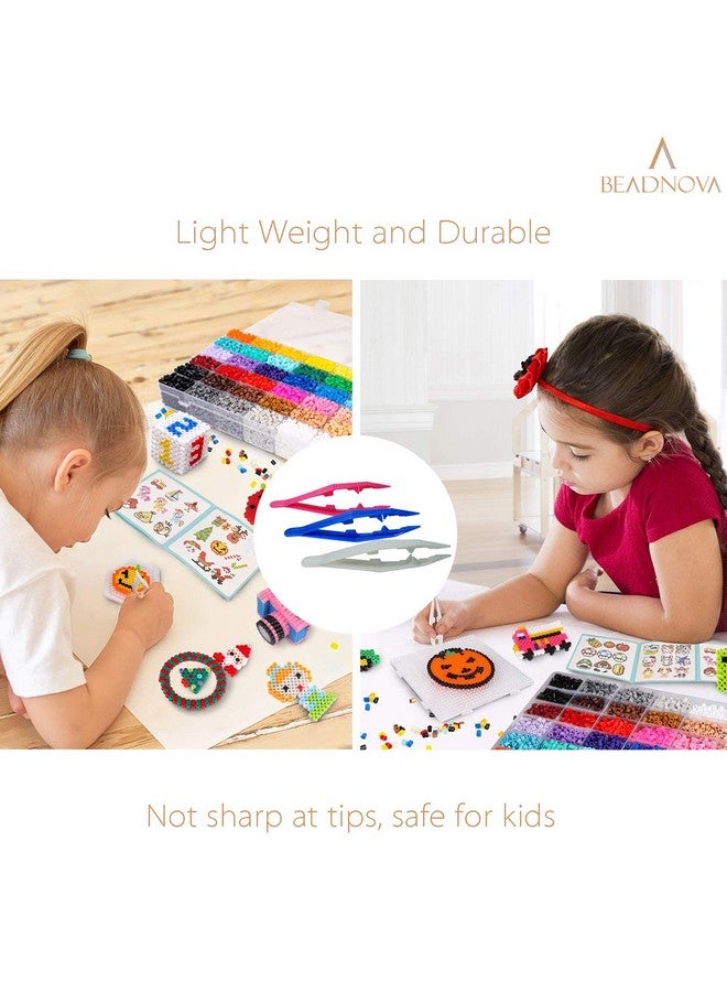 BEADNOVA Bead Tweezers Plastic Forceps Craft Tweezer For Diy Craft Jewelry Making Family School Beading Project (Assorted Colors 5 Pcs) - Image 4