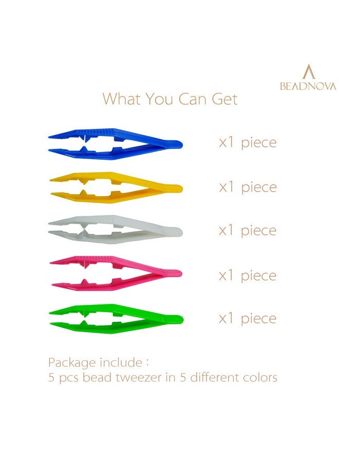 BEADNOVA Bead Tweezers Plastic Forceps Craft Tweezer For Diy Craft Jewelry Making Family School Beading Project (Assorted Colors 5 Pcs) - Image 3