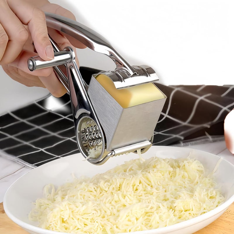 LVOPO Manual Rotary Cheese Grater Stainless Steel Parmesan Grater, Hand Crank Cheese Graters, Cheese Shredder Slicer Handheld for Hard Cheese Chocolate Nuts Kitchen Parmesan - Image 2