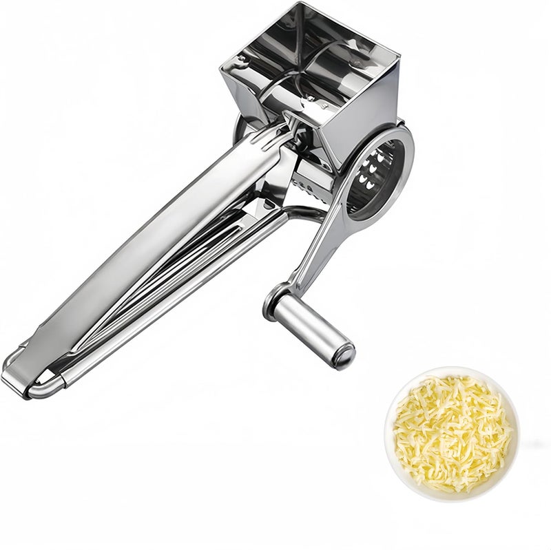 LVOPO Manual Rotary Cheese Grater Stainless Steel Parmesan Grater, Hand Crank Cheese Graters, Cheese Shredder Slicer Handheld for Hard Cheese Chocolate Nuts Kitchen Parmesan - Image 1