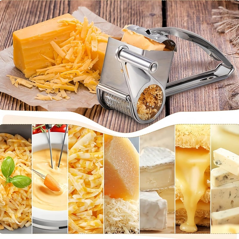 LVOPO Manual Rotary Cheese Grater Stainless Steel Parmesan Grater, Hand Crank Cheese Graters, Cheese Shredder Slicer Handheld for Hard Cheese Chocolate Nuts Kitchen Parmesan - Image 4