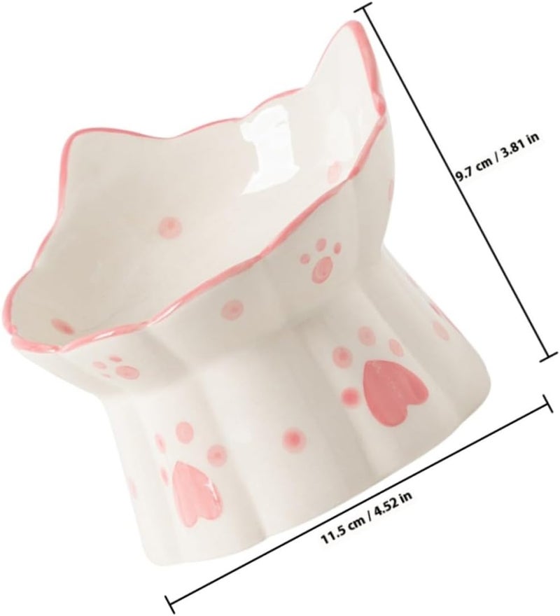 2pcs Elevated Cat Bowls Ceramic Raised Pet Feeding Bowls with Neck Protection Wide Shallow Design Anti-Spill for Indoor Cats and Kittens - Image 2