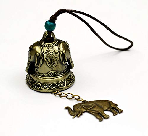 DMtse Chinese Lucky Feng Shui Elephant Vintage Bell for Wealth and Safe, Success, Ward Off Evil, Protect Peace - Home Garden Car Interiors Hanging Charm Wind Chime Good Luck Blessing - Image 1