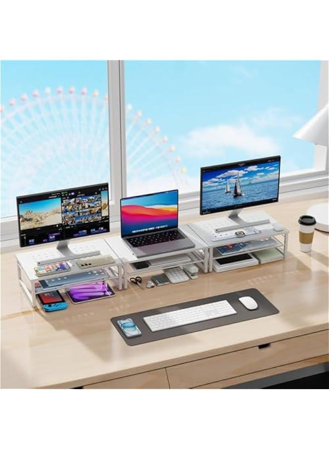 Arabest 2-Tier Metal Monitor Stand Riser, Desk Accessories & Workspace Desk Organizers, Office Desk Storage Organizer for Office Supplies (White) - Image 5