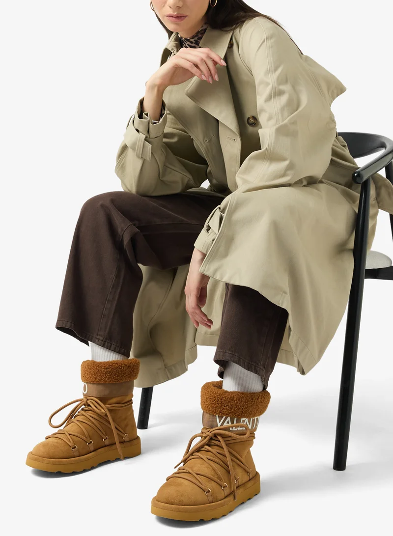 VALENTINO BY MARIO VALENTINO  Fur Detail Logo Ankle Snow Boots for Women | Best Price UAE