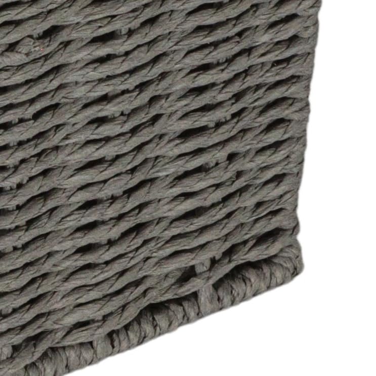 Household Essentials Small Handwoven Paper Rope Wicker Basket with Lid, Grey - Image 5