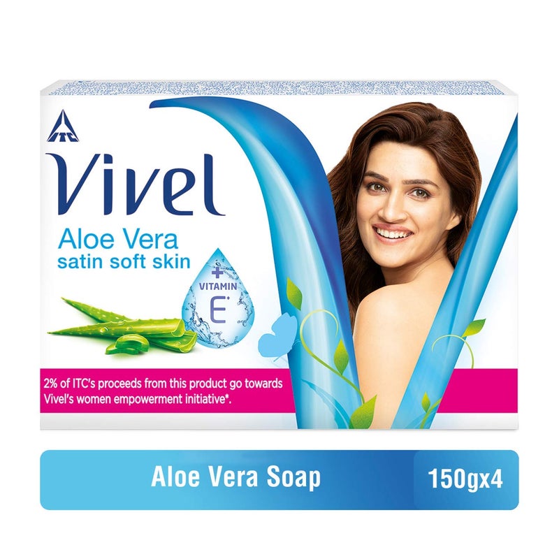Vivel Aloe Vera Bathing Soap with Vitamin E for Soft Glowing skin Cool Mint Bathing Soap with Menthol for Soft Refreshing skin Combo Pack 150g Pack of 4 - Image 3