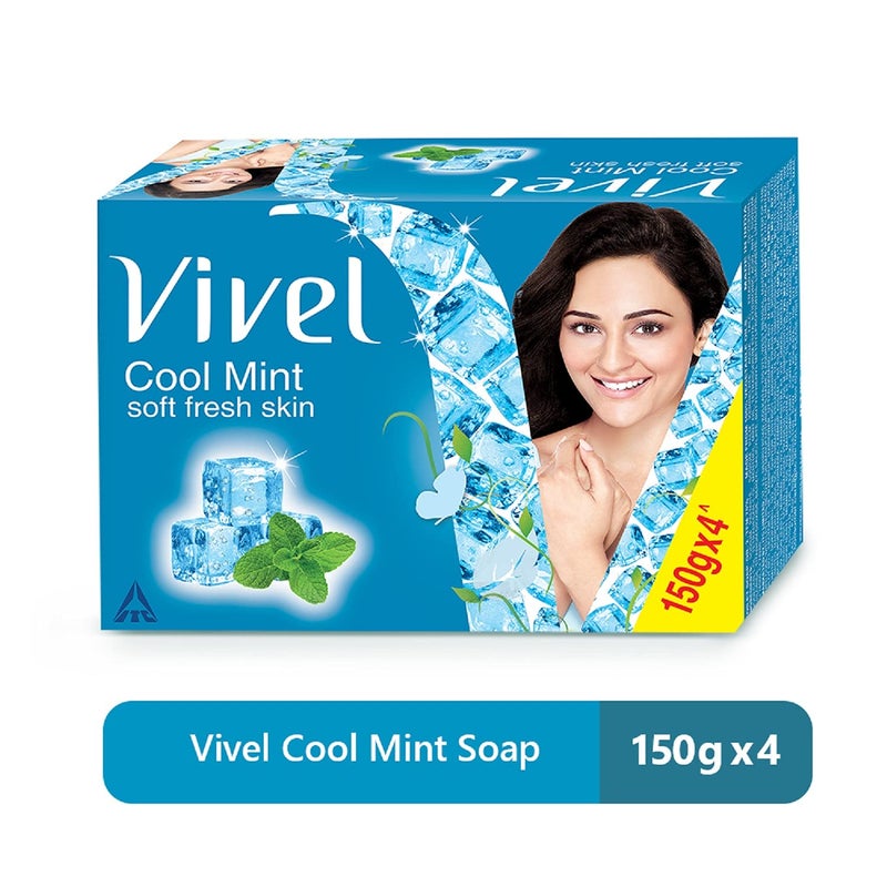 Vivel Aloe Vera Bathing Soap with Vitamin E for Soft Glowing skin Cool Mint Bathing Soap with Menthol for Soft Refreshing skin Combo Pack 150g Pack of 4 - Image 5