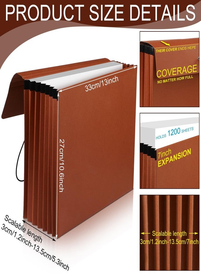 Chuangdi 1 Pc Expanding File Wallet with Flap Elastic Cord Closure 5-1/4" Expansion Letter Size Document Organizer Heavy Duty Box of 8 Brown File Folders for Document Letter Paper Office Storage - Image 2