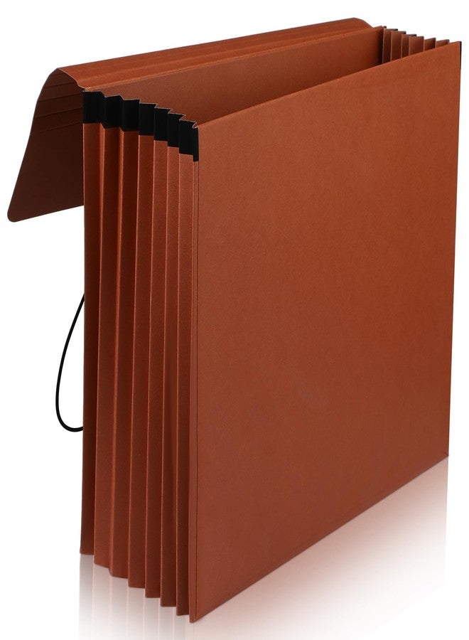 Chuangdi 1 Pc Expanding File Wallet with Flap Elastic Cord Closure 5-1/4" Expansion Letter Size Document Organizer Heavy Duty Box of 8 Brown File Folders for Document Letter Paper Office Storage - Image 1