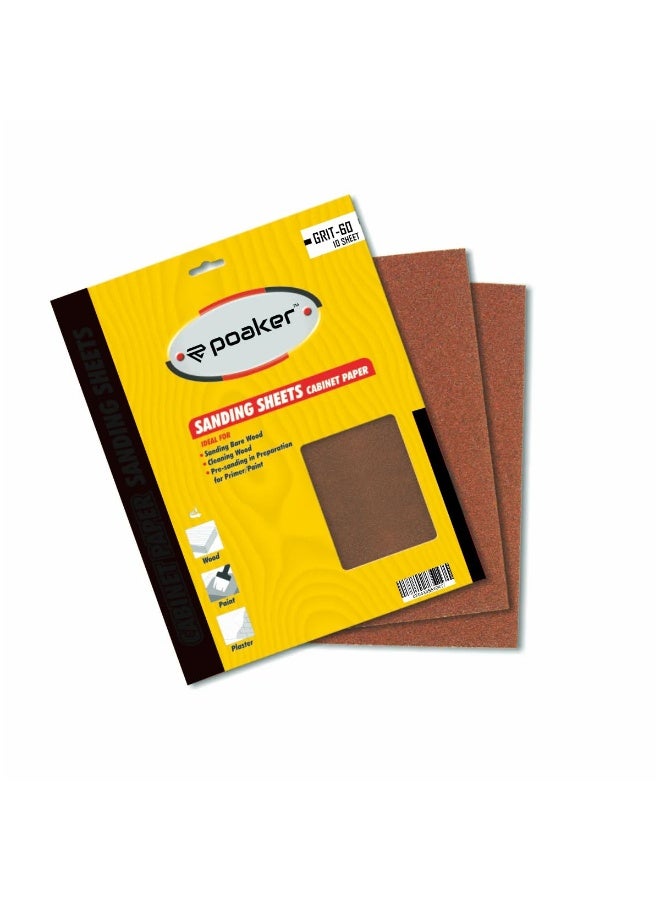 Poaker 10Pcs Waterproof Sheet Abrasive Paper For Automotive Body Working On Paint Varnish Furniture And Other Soft Metals Solid Surface Materials Sanding Grit-60 - Image 1