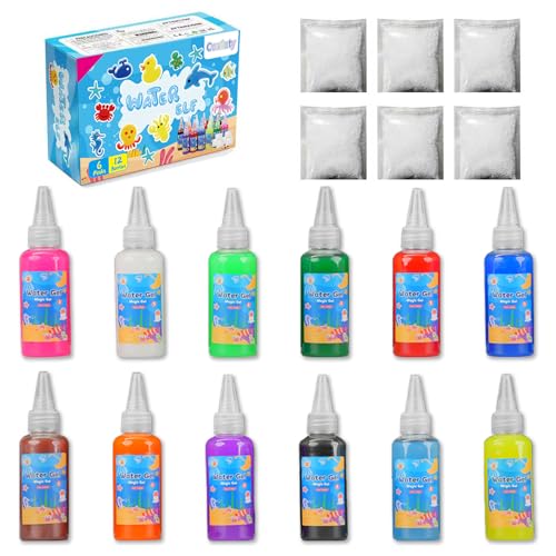 Coniuty Magic Water Elf Toy Powder Refill 6 Packs + 12 Bottles Aqua Fairy Water Color Gel Kit - Image 1