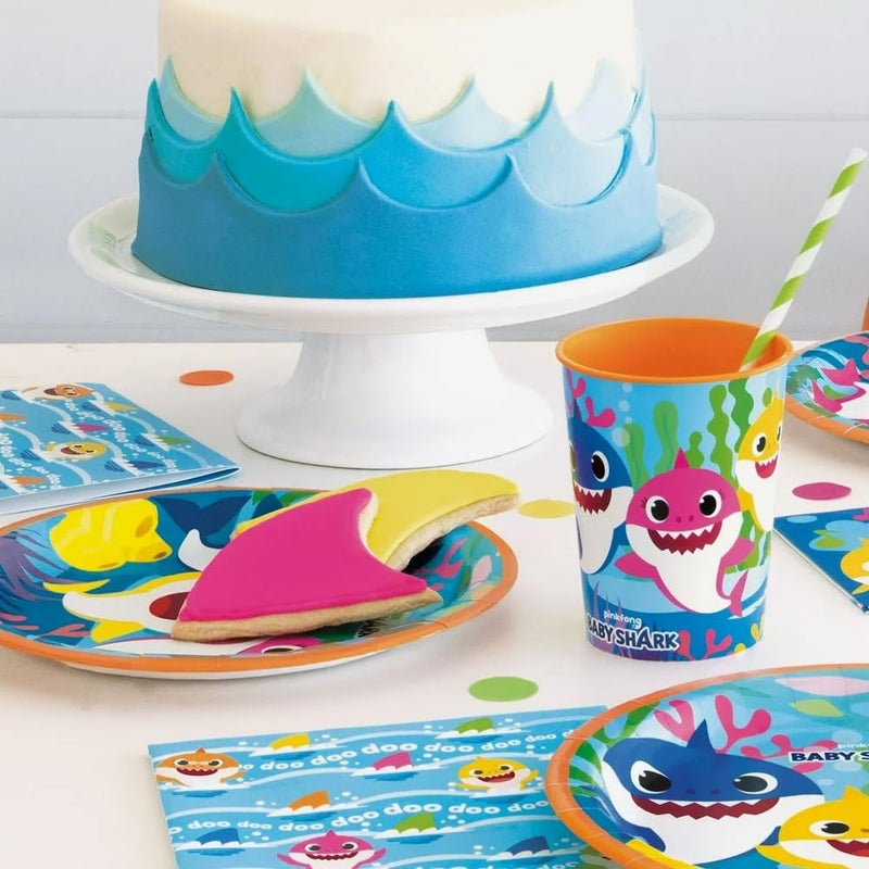 Unique Baby Shark Multicolored Luncheon Napkins - 5" (Pack of 16) - Vibrant Paper Napkins, Perfect for Kid's Parties - Image 3