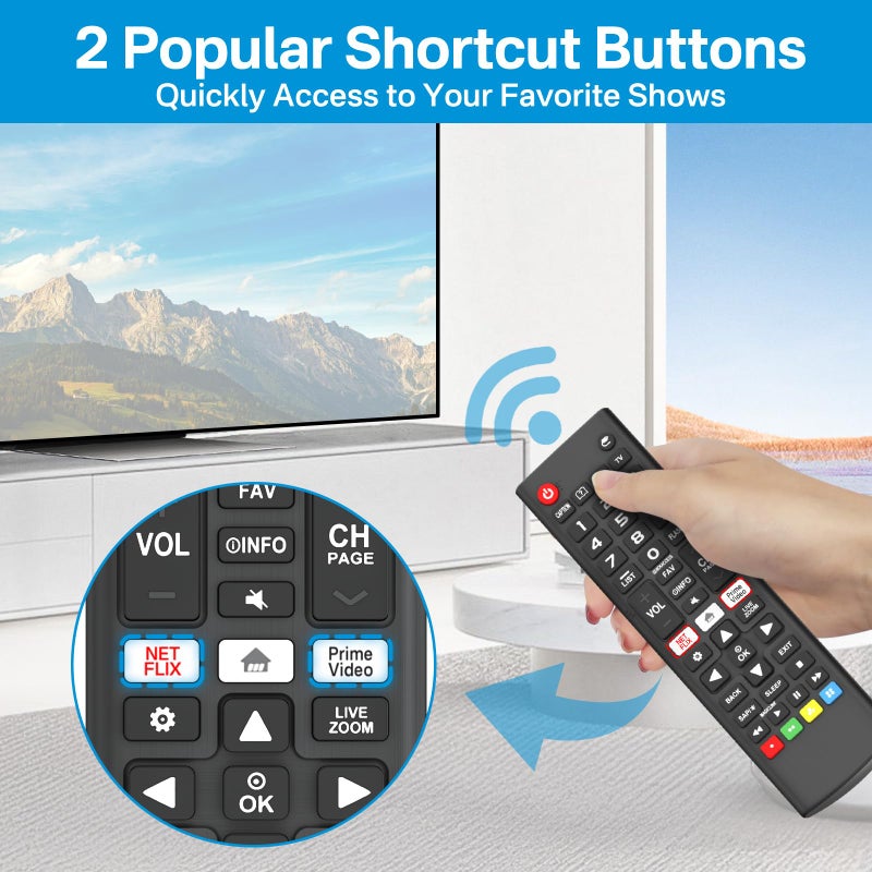 Rimous Remote Compatible with LG TV Remote Control (All Models) for All Smart TV LCD LED 3D AKB75375604 AKB75095307 AKB75675304 Remote Control for LG Remote Replacement with Holder & Battery - Image 3
