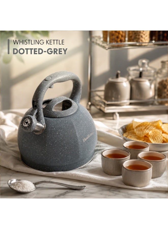 HausRoland Whistling Kettle, Stovetop Tea Kettle, Stainless Teapot, 3 Liters with Dotted Grain Design, Fast Boiling, Perfect for Homes, Picnics, and Parties - Image 2
