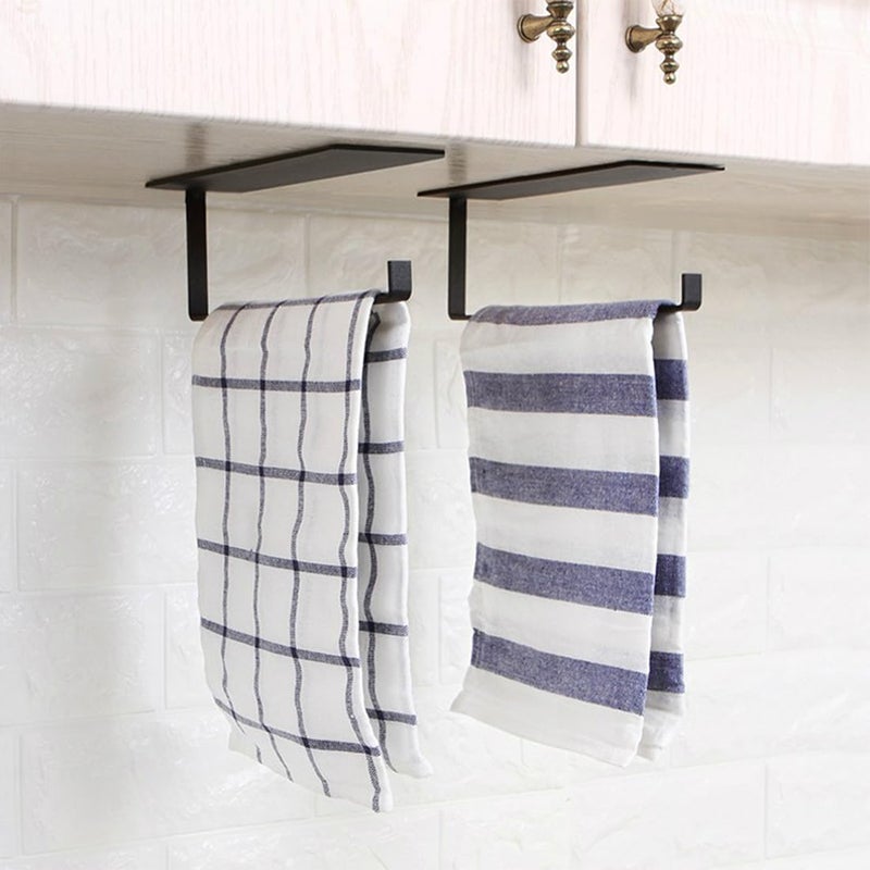 Divinext Self-Adhesive Metal Bathroom Towel Bar Wall Hanging Toilet paper Dispenser | Black |12 X 10 X 10 CM | - Image 2