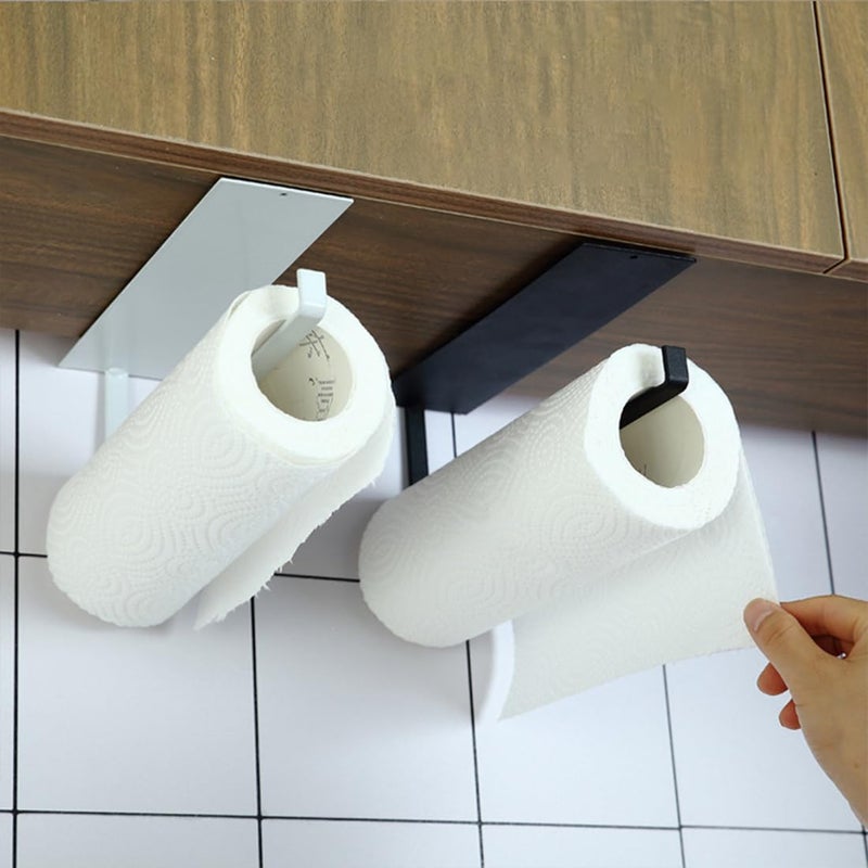 Divinext Self-Adhesive Metal Bathroom Towel Bar Wall Hanging Toilet paper Dispenser | Black |12 X 10 X 10 CM | - Image 4