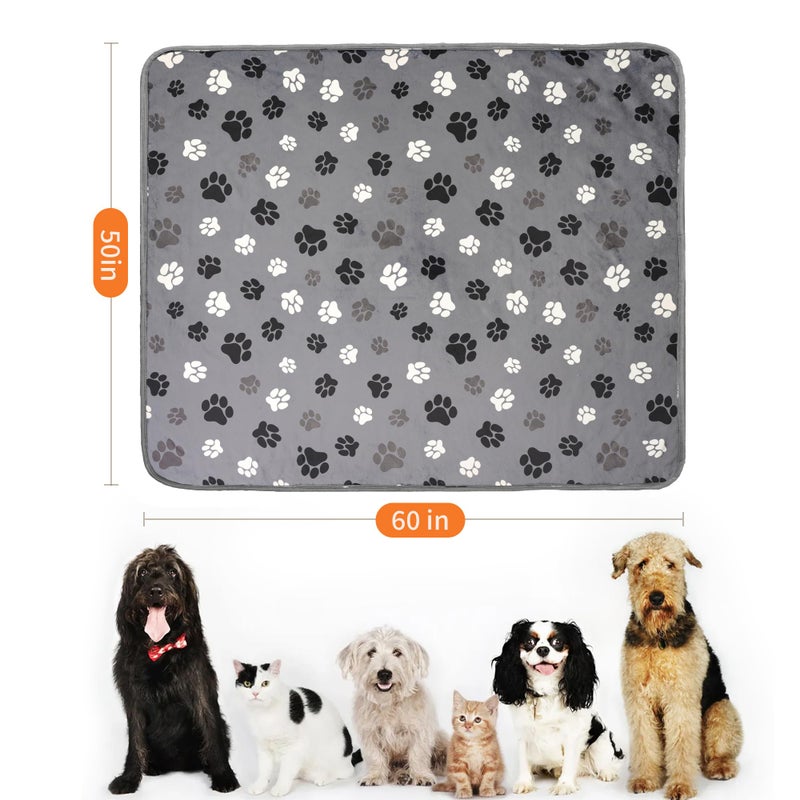 CAPT.SNOOZE Waterproof Dog Blankets Pet Blanket 50"x60", Soft Fluffy Sofa Car Bed Protector, Reversible Sherpa Fleece Dog Blanket for Large Dogs (Dark Grey-Paws) - Image 2