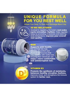 NEVISS Melatonin 50 mg for Adults - Fast Dissolve & Chewable Sublingual Melatonin Supplement - Extra Strength Melatonin with Vitamin D3 & MSM, Selenium for Health Rest Cycle, Deep Zzzs,Sugar-Free,60 Servings  - Image 4