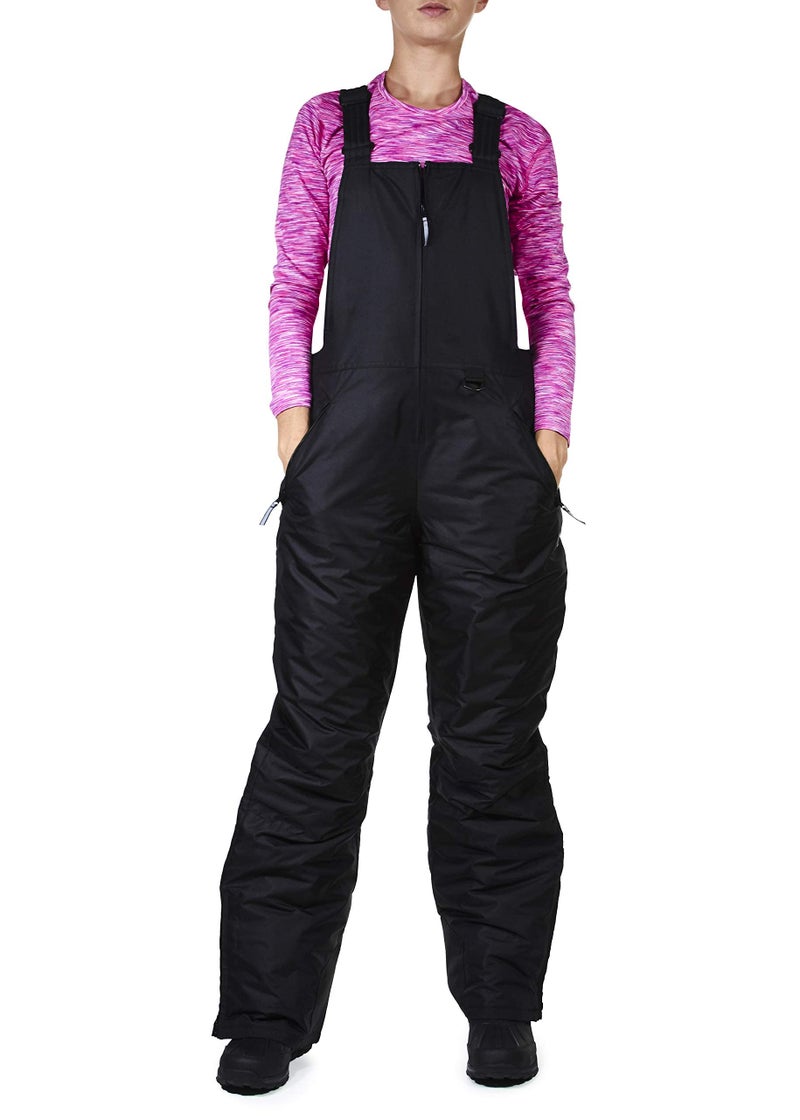 Arctic Quest Womens Ski Snow Bibs Pants Insulated Water Resistant Overalls Snowboarding Winter Waterproof Pants Women, Black, 1X - Image 1