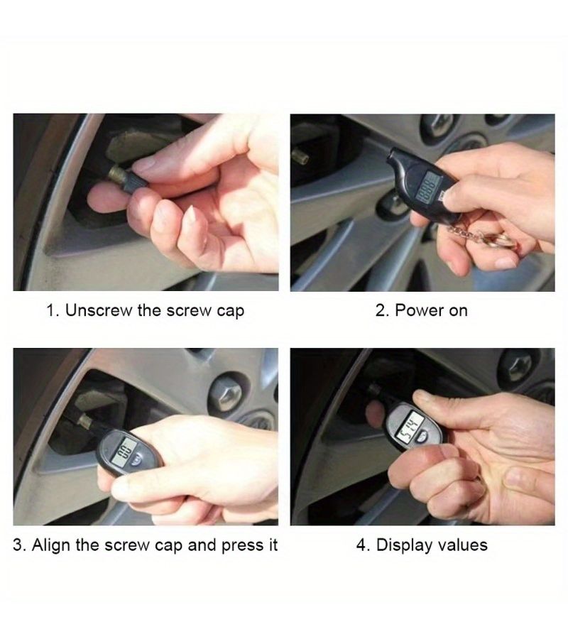 Digital LCD Tire Pressure Tester Black Portable Car Motorcycle Safety Tool - Image 2